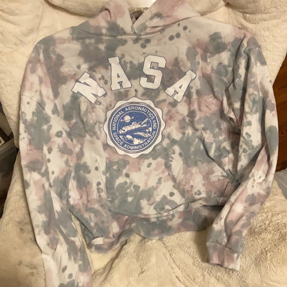 White gray and pink NASA hoodie
